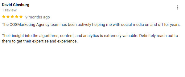 Google Testimonial Review COSMarketing Agency
