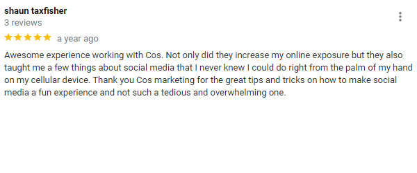 Google Testimonial Review COSMarketing Agency