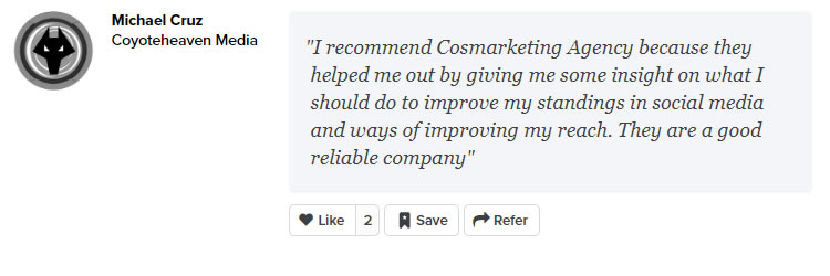 Alignable Testimonial COSMarketing Agency