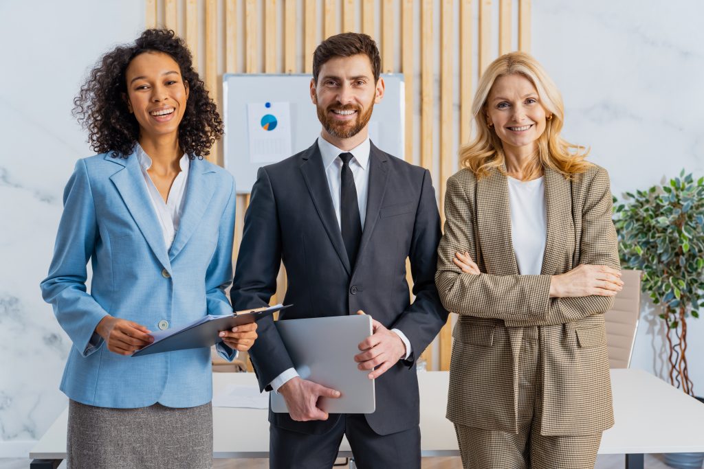 3 people discussing HR companies marketing strategies